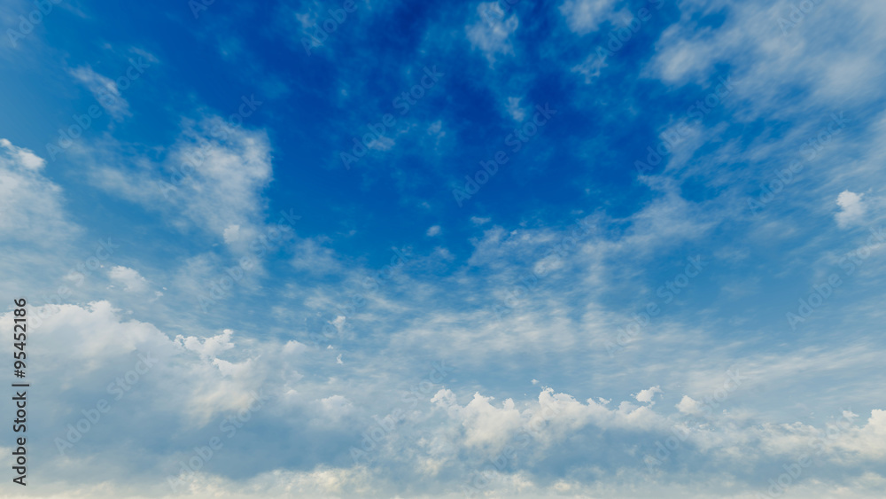 Fototapeta premium Cloudy blue sky abstract background, 3d illustration