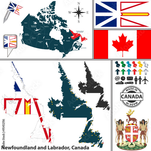 Map of Newfoundland and Labrador, Canada