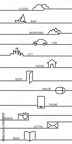 Simple line icons for infographic