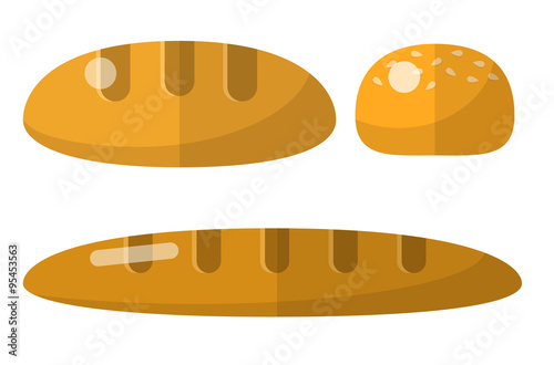 Bread flat icons set