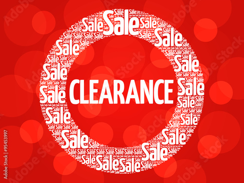 Clearance circle stamp word cloud, business concept