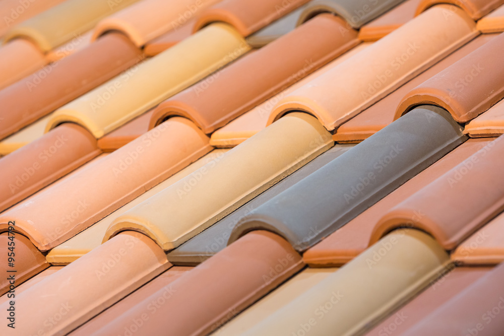 Close up of orange clay roof tiles Close up of orange clay roof tiles