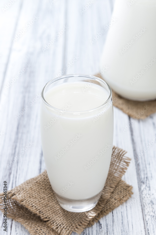 Milk on bright wooden background Milk on bright wooden background