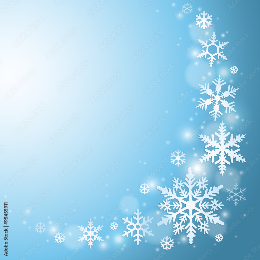 Abstract blue winter background with snowflakes