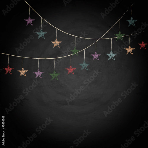 Chalkboard background with drawing bunting stars