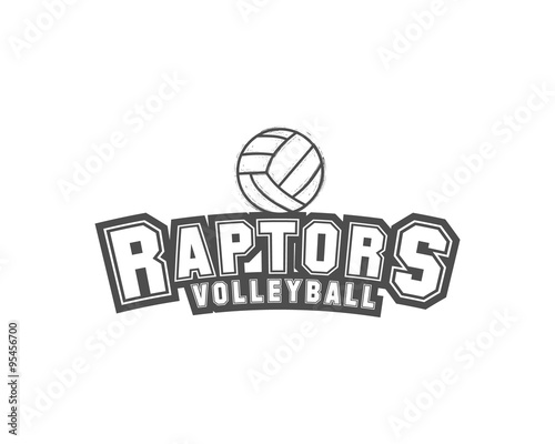 Volleyball label, badge, logo and icon. Sports insignia. Best for volley club, league competition, sport shops, sites or magazines. Use it as print on tshirt. Raptrors. Vector