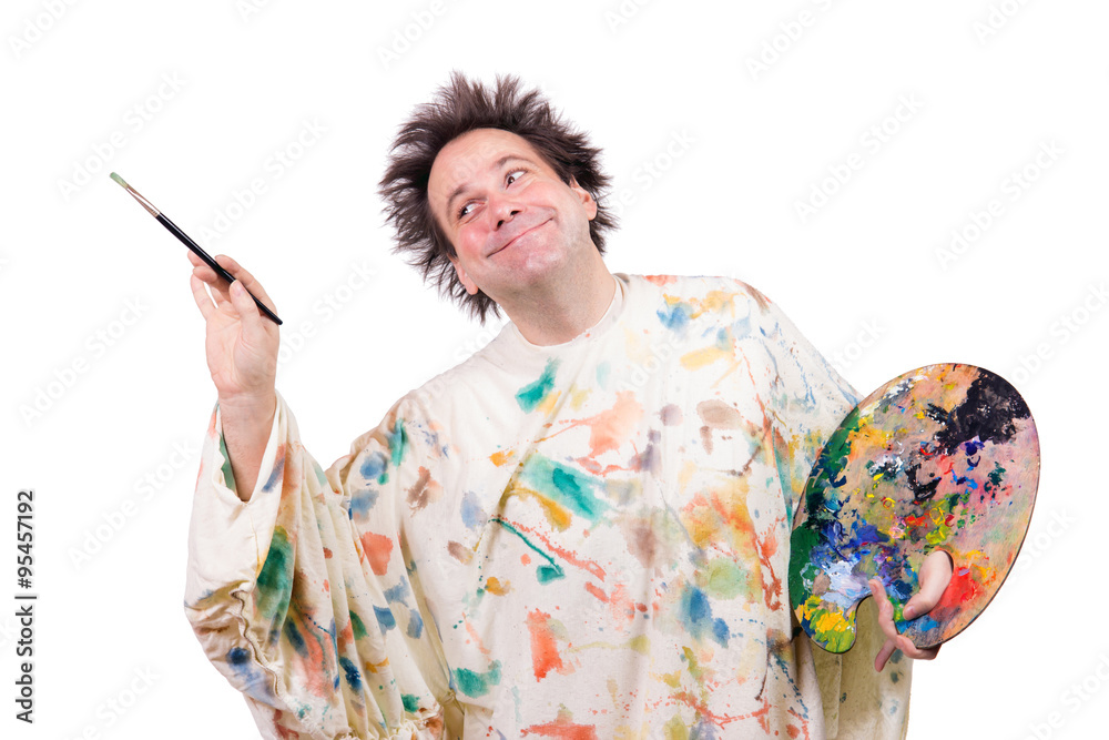 Fototapeta premium happy painter is inspired when painting