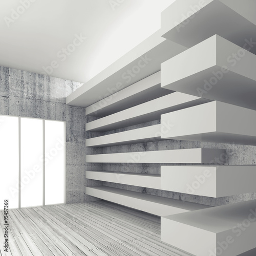 Empty white interior background, 3d render