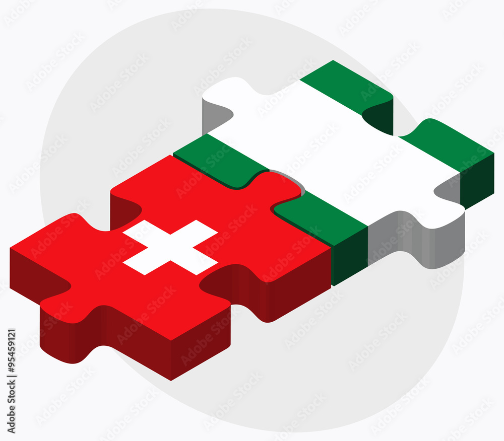 Obraz premium Switzerland and Nigeria Flags