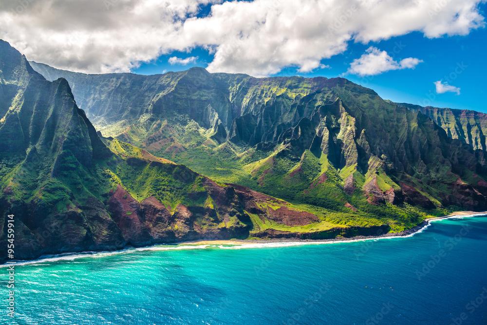 View on Na Pali Coast on Kauai island on Hawaii - obrazy, fototapety, plakaty 