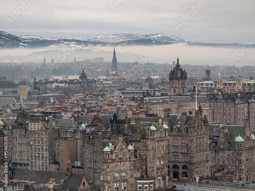 Mysterious clouds over the beautiful city of Edinburgh in winter