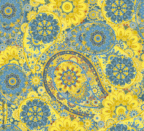 Traditional paisley pattern silk headscarf sample. Eastern cloth presents and gifts concept