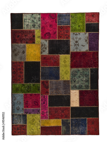 Rug Modern multicolored patchwork over the top above 