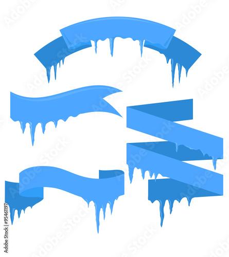 Set of vector ribbons with icicles for your business