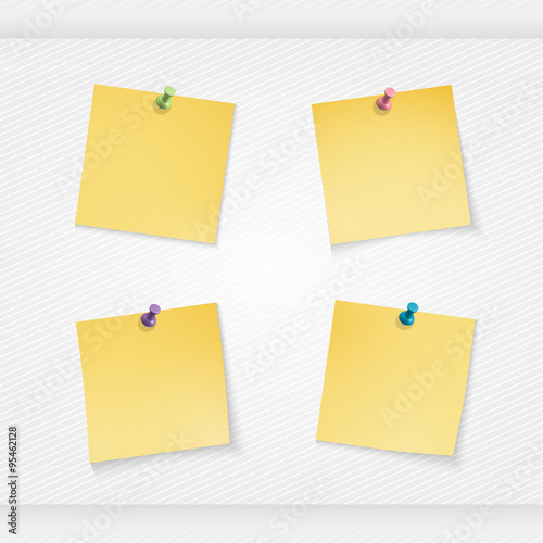 four yellow stationery stickers