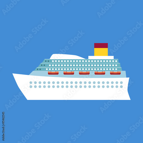 White cruise liner, passenger ship (flat style)