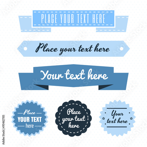 Light and dark blue ribbons vintage vector set
