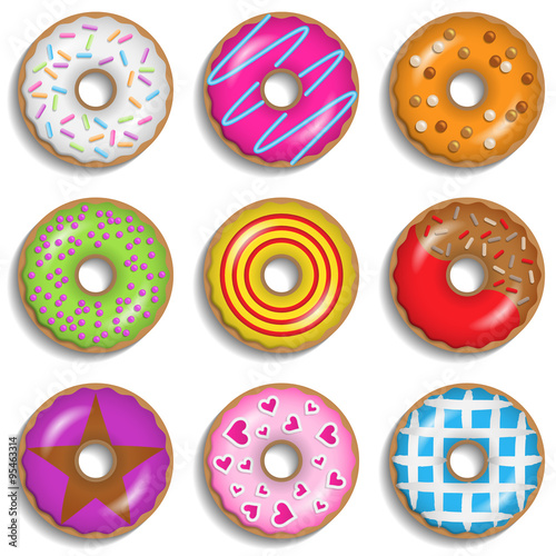 Donuts Vektor Set auf weißem Hintergrund