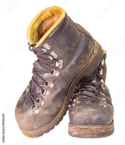 Old black boots trekking production of the USSR.
