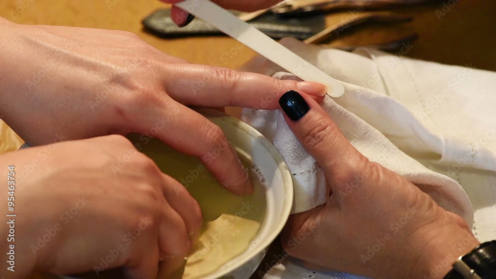 Manicure treatment. Paint and polish. Manicure treatment. Paint and polish.