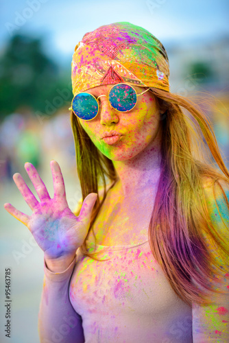 Holi painted girl