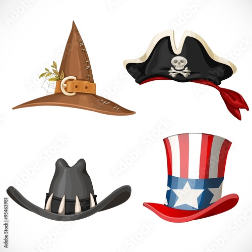 Set of hats for the carnival costumes -  Uncle Sam hat, witch ha