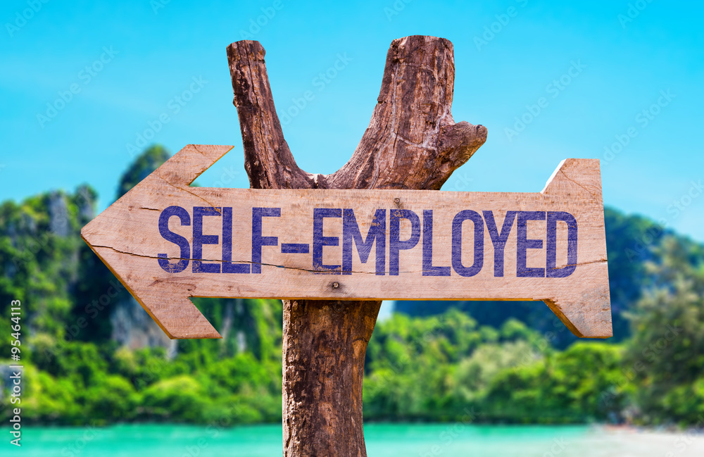 Self-Employed arrow with beach background