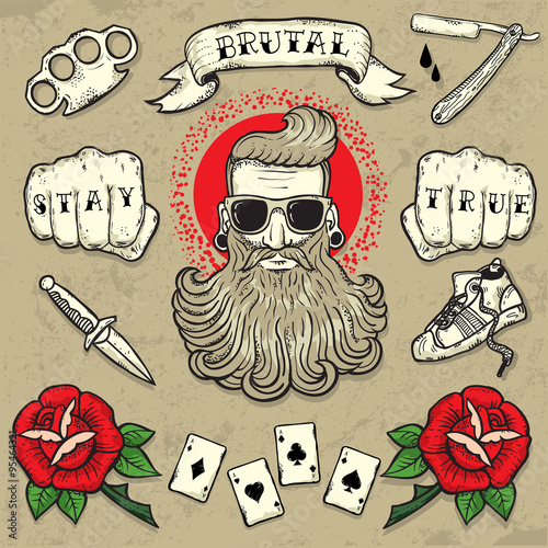 Stay True Vector tattoo set