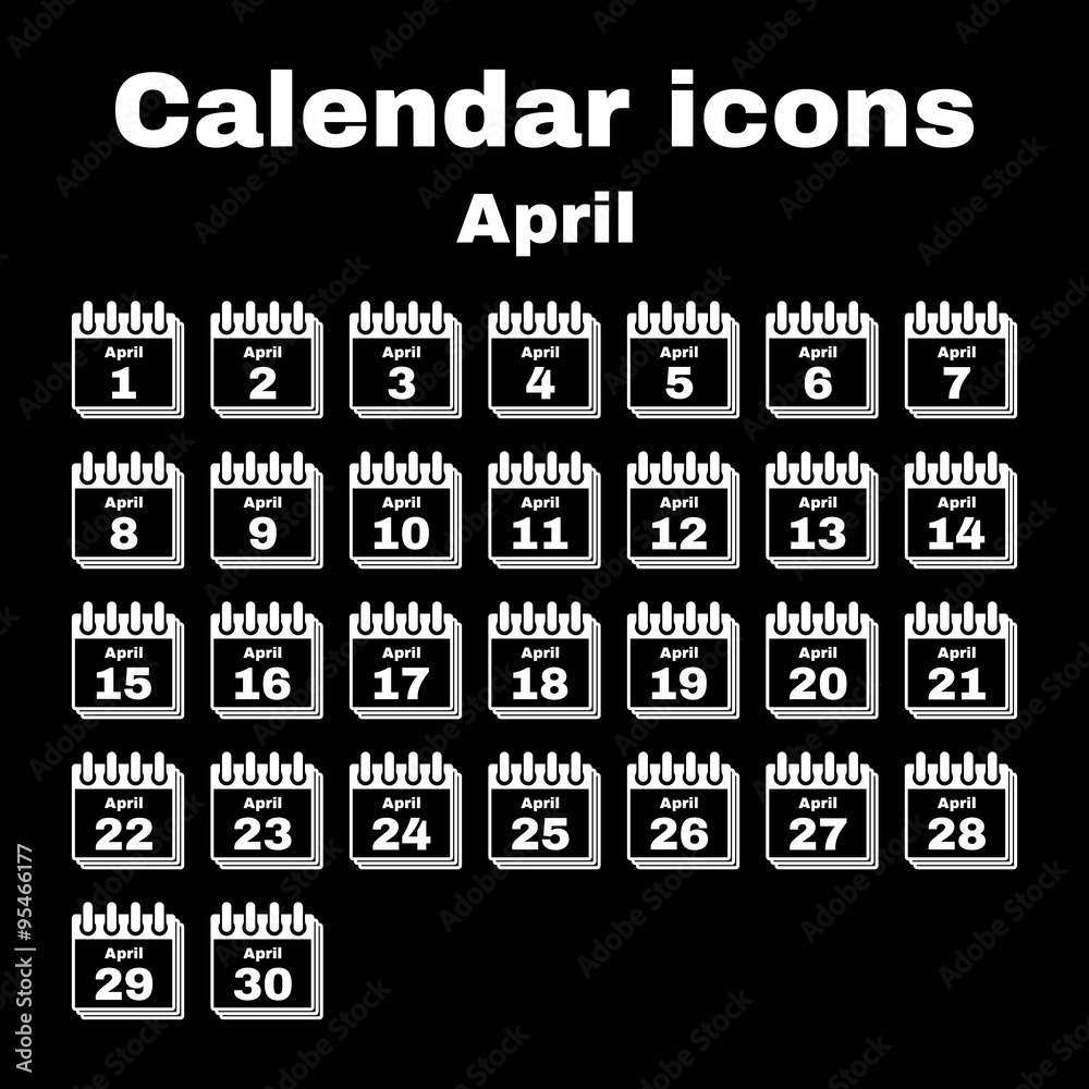 The calendar icon. April symbol. Flat