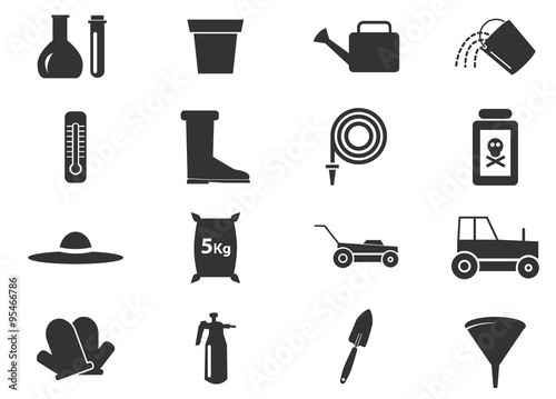 Gardening tools collection - vector silhouette