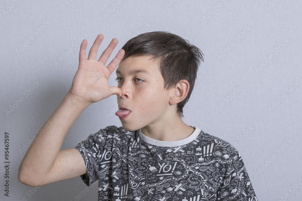 Portrait of a boy being silly