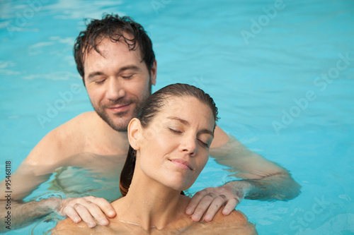 Young woman relaxes in spa 