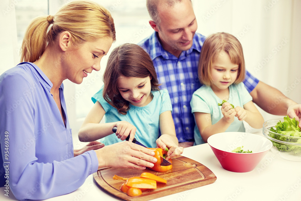 happy family with two kids cooking at home happy family with two kids cooking at home