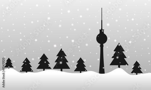 Weihnachten in Berlin (in Grau) - Vektor