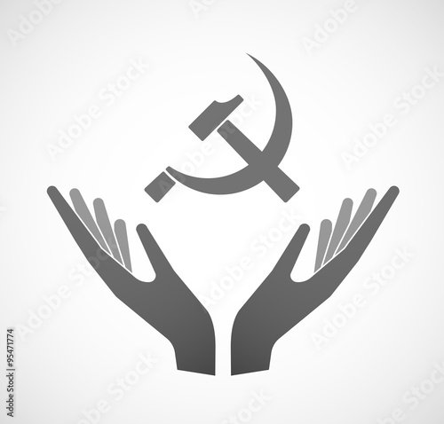 Two vector hands offering the communist symbol