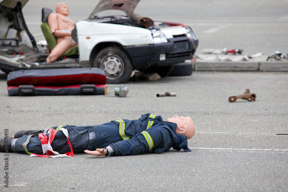 Dummy representing a car accident Dummy representing a car accident