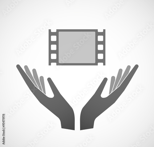 Two vector hands offering a film photogram