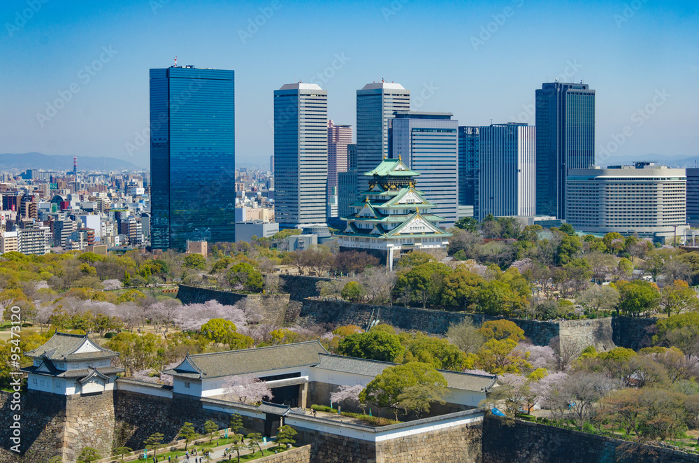 Obraz premium Wiosenny zamek w Osace i OBP