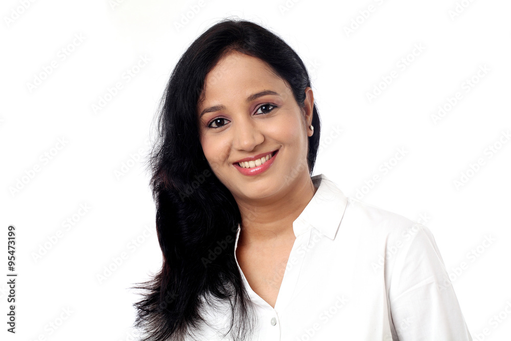 Confident Businesswoman against white background Confident Businesswoman against white background