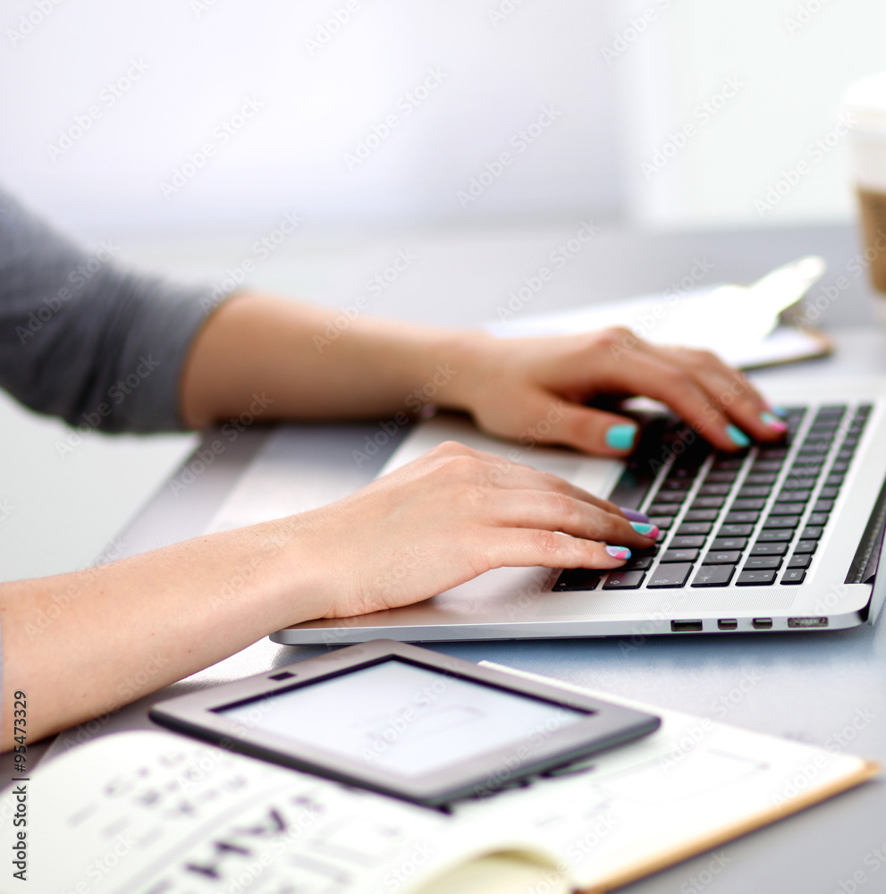 Young businesswoman working on a laptop