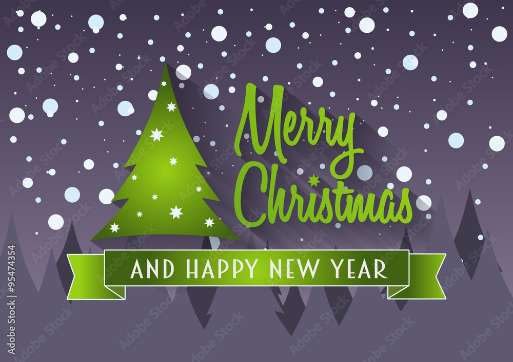 Merry Christmas and happy new year concept of greeting card or poster With Typography