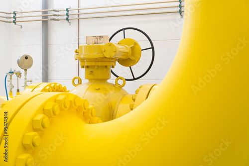 Close-up of yellow gas pipes photo