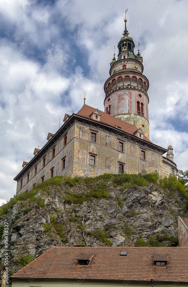 Cesky Krumlov castle tower, Czech republic