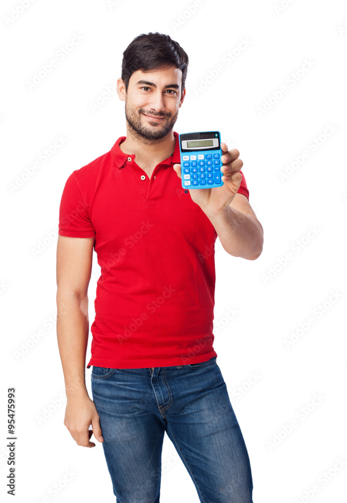 man holding calculator man holding calculator