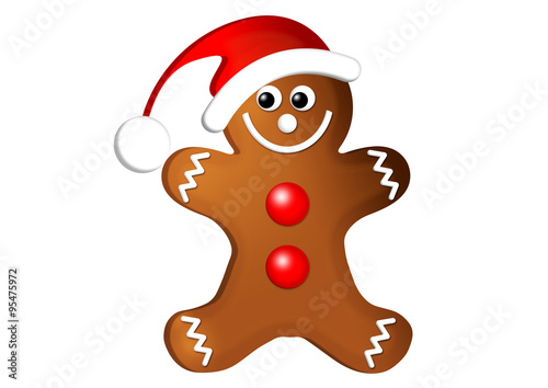 Gingerbread man / Lebkuchenmännchen als Santa Claus dekoriert