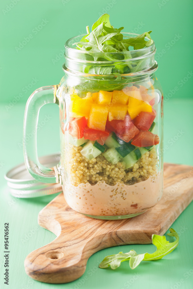 vegan quinoa vegetable salad in mason jars vegan quinoa vegetable salad in mason jars