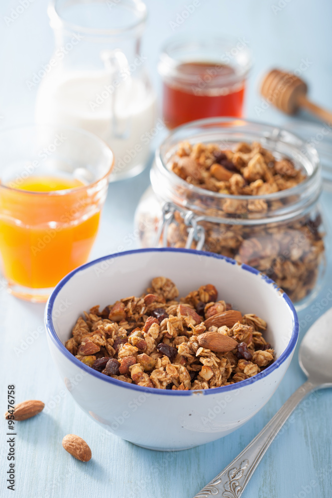 homemade healthy granola in bowl for breakfast homemade healthy granola in bowl for breakfast