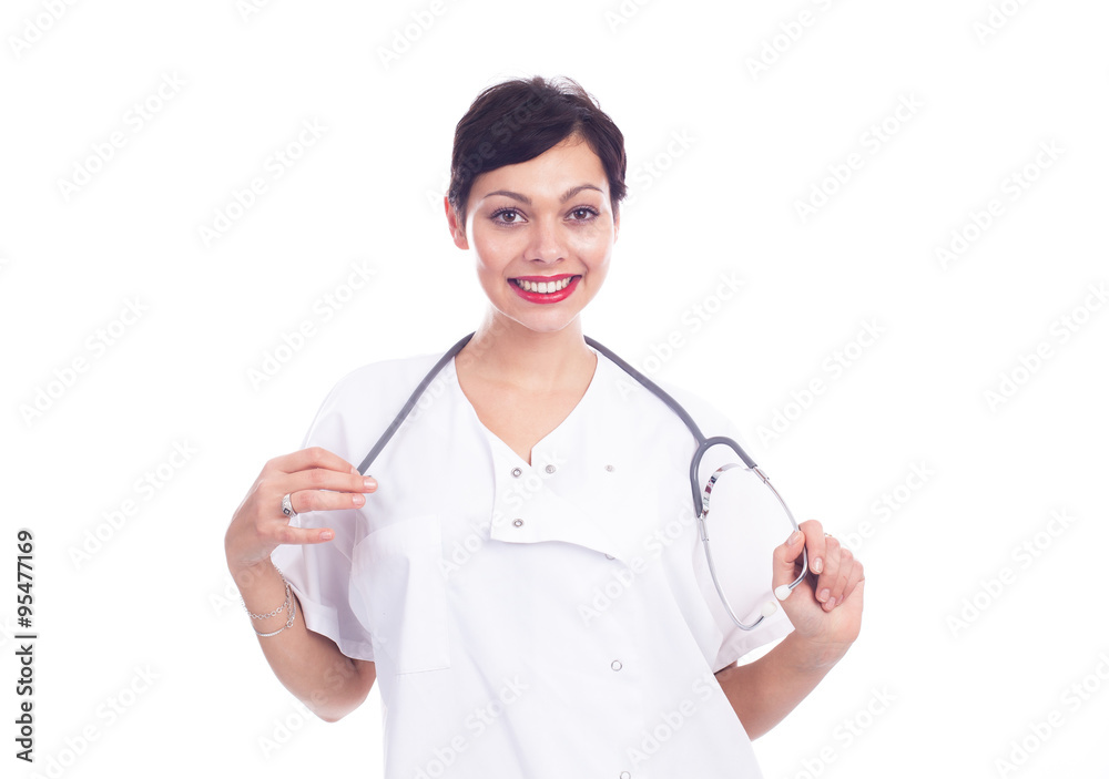 Portrait of beautiful laughing female doctor Portrait of beautiful laughing female doctor