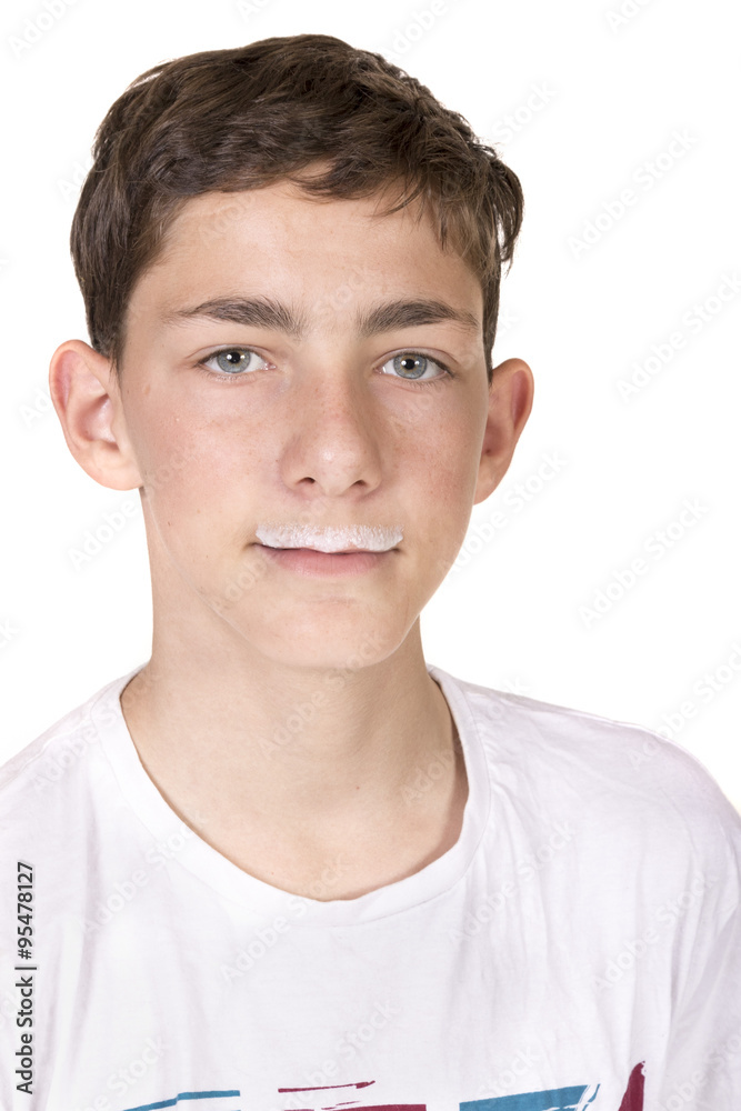 Obraz premium Teenage Boy With Milk Moustache