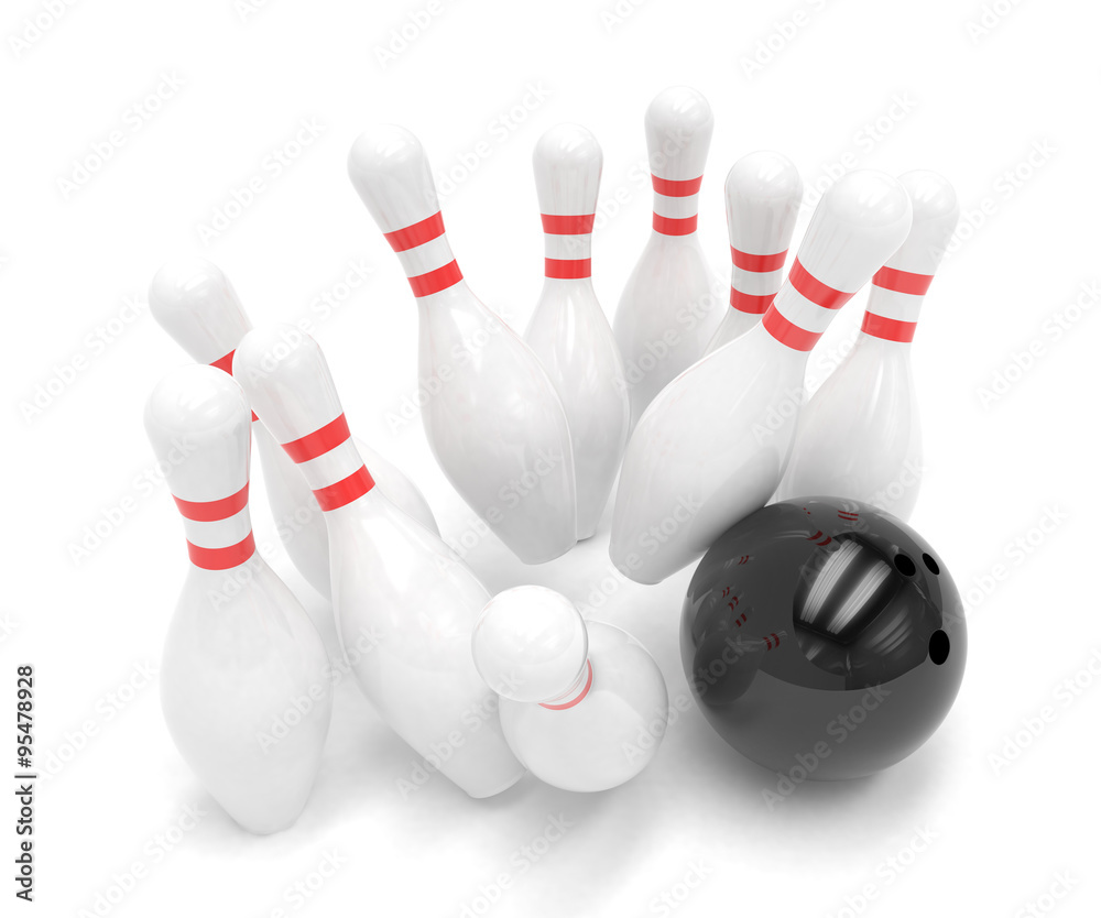 Bowling ball and skittles isolated Bowling ball and skittles isolated